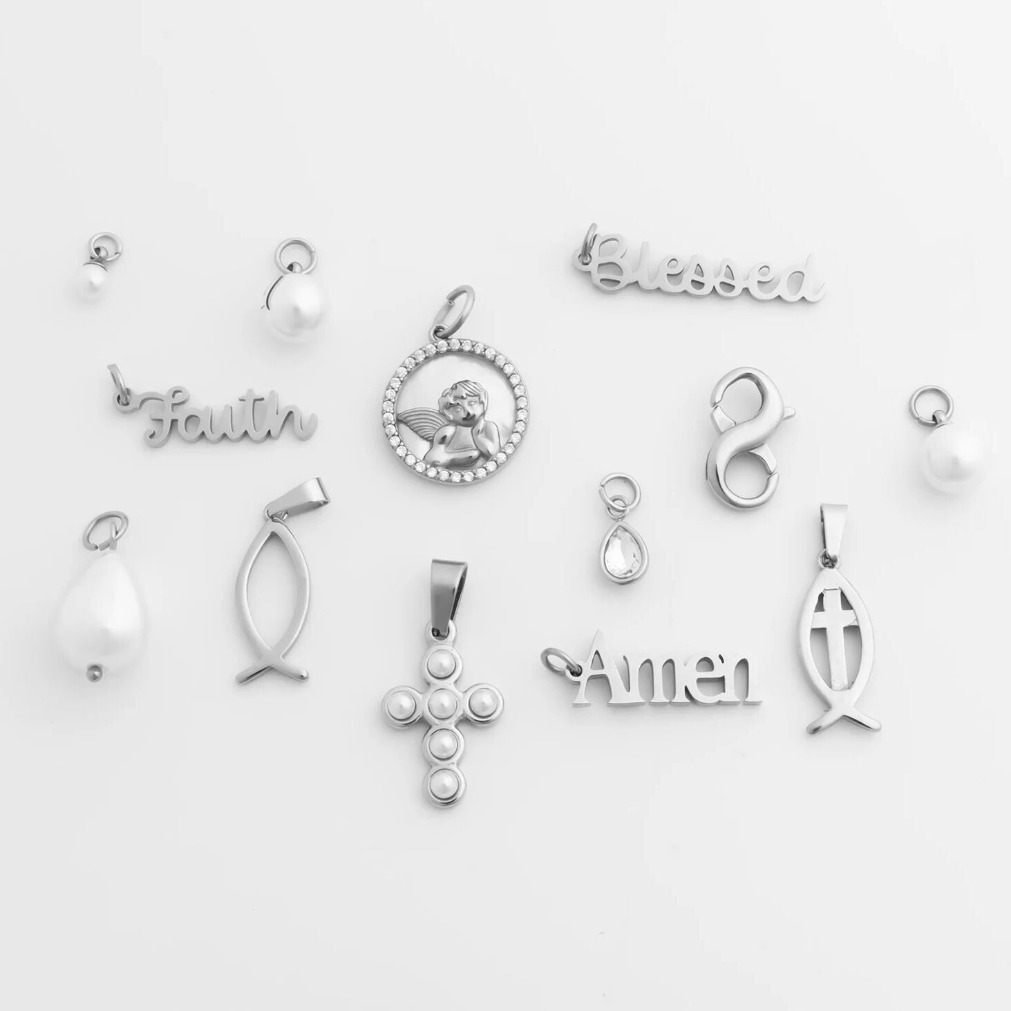 18K Gold PVD Stainless Steel Amen Word Charm