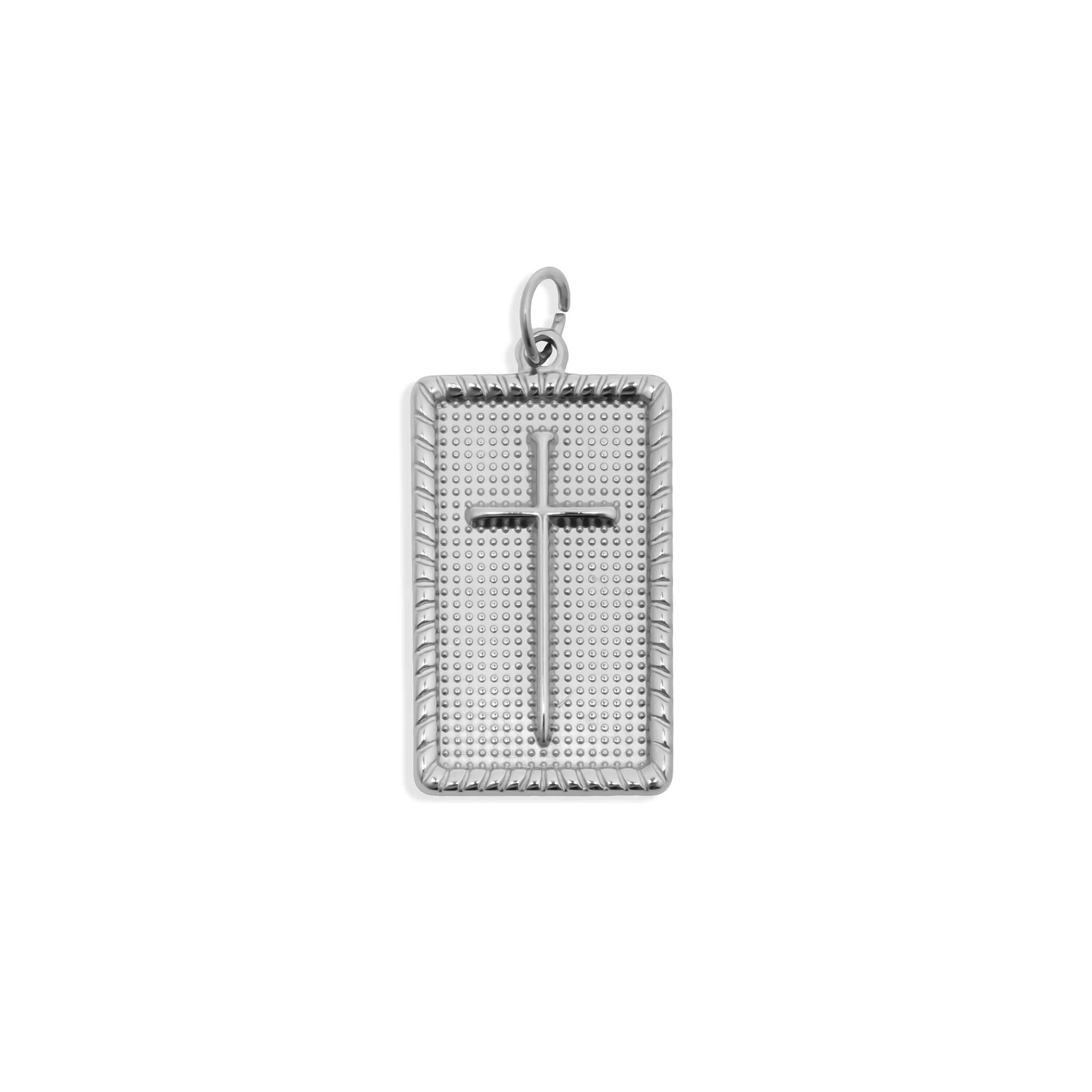 18K Gold PVD Stainless Steel Square Pendant with Cross