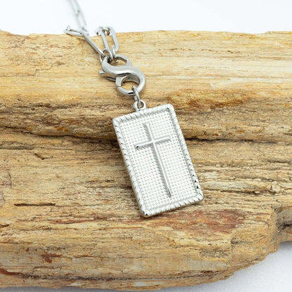 18K Gold PVD Stainless Steel Square Pendant with Cross