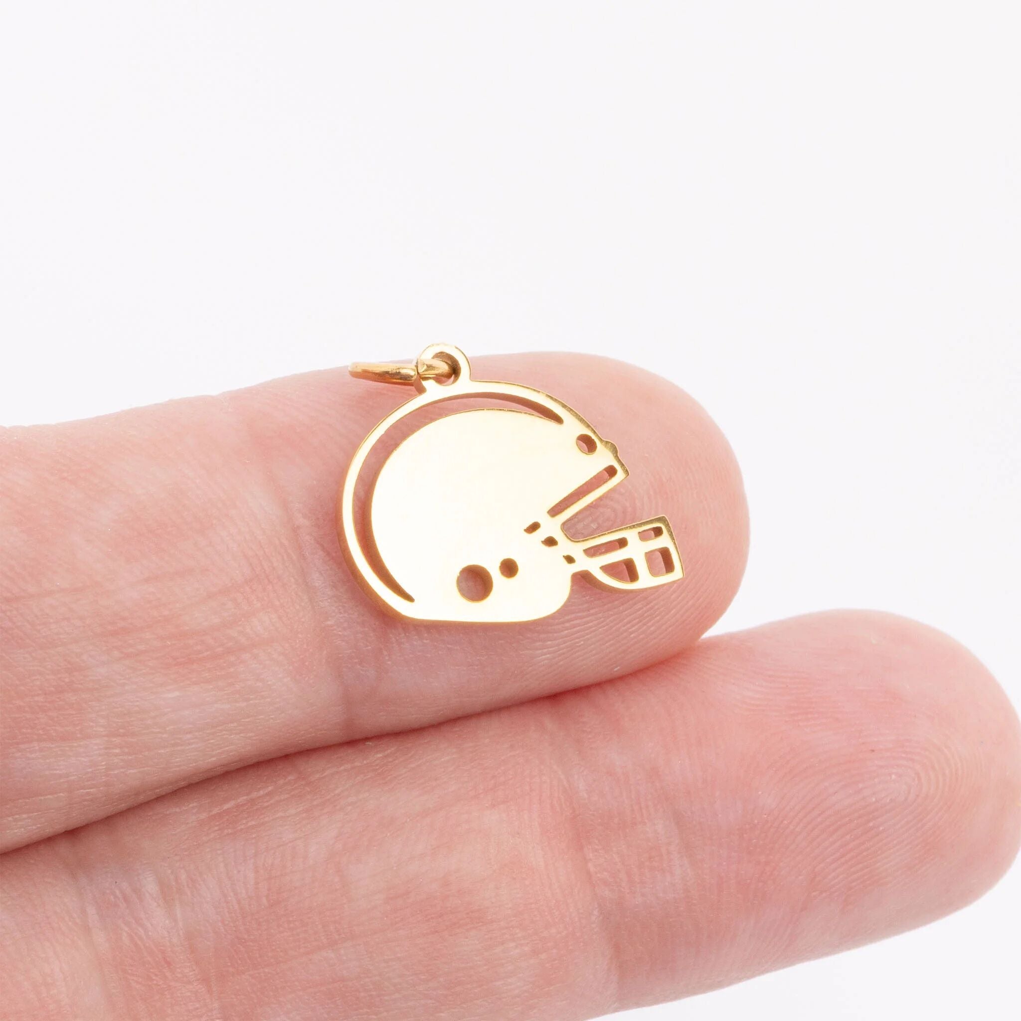 18K Gold PVD Stainless Steel Helmet Charm