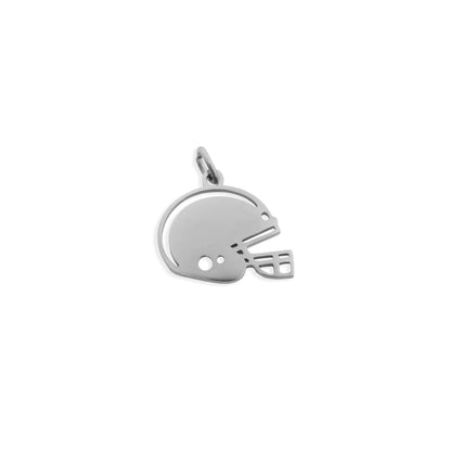 Silver football helmet pendant on a white background