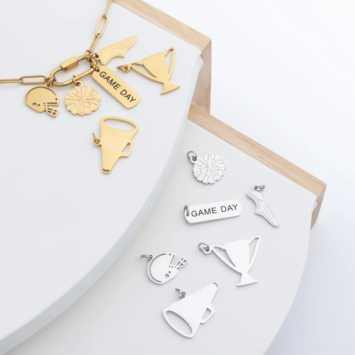 18K Gold PVD Stainless Steel Trophy Charm