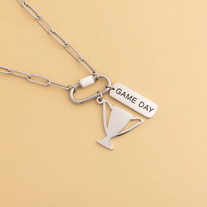 18K Gold PVD Stainless Steel Game Day Script Charm