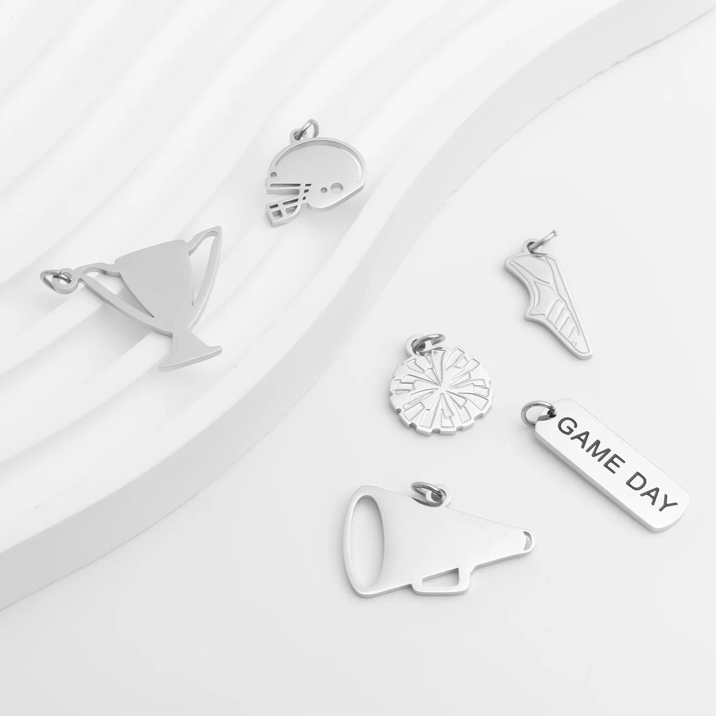 18K Gold PVD Stainless Steel Game Day Script Charm