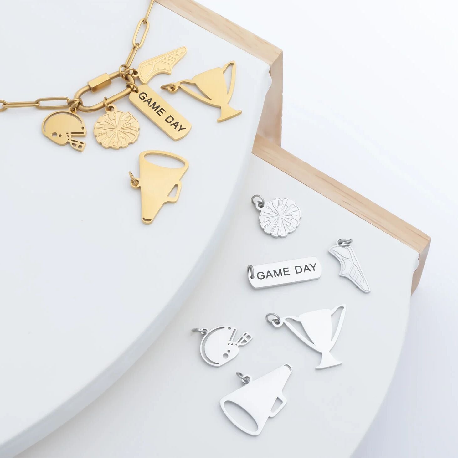 18K Gold PVD Stainless Steel Pom Pom Charm