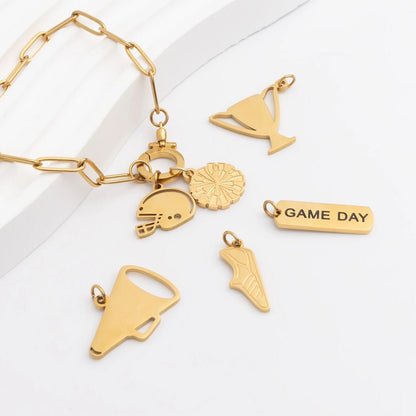18K Gold PVD Stainless Steel Track Shoe Charm