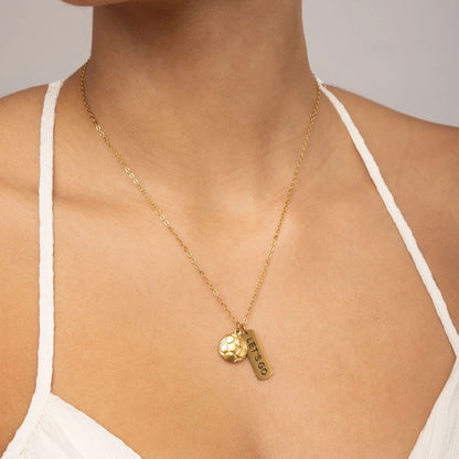 18K Gold PVD Stainless Steel Lets Go Script Charm