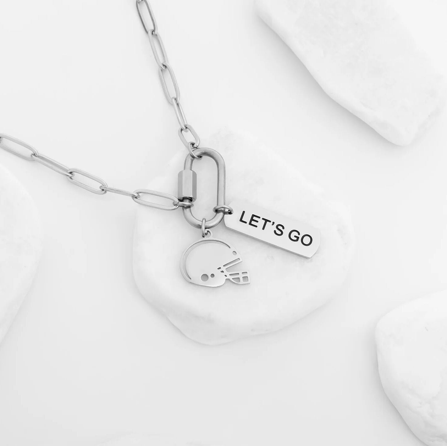 18K Gold PVD Stainless Steel Lets Go Script Charm