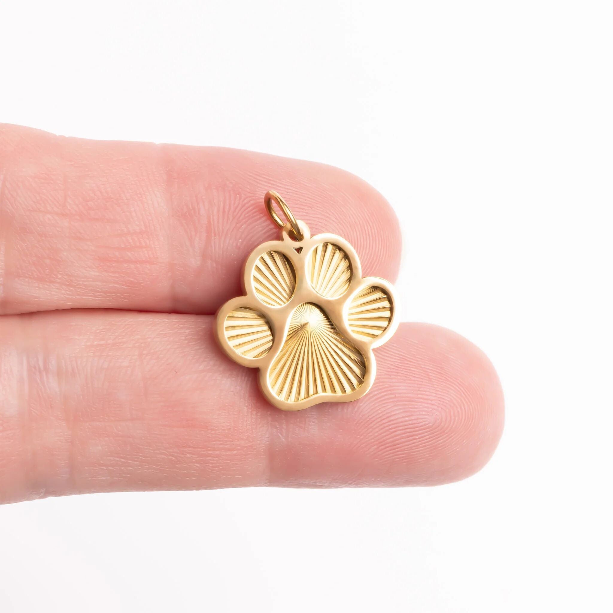 18K Gold PVD Stainless Steel Paw Print Charm