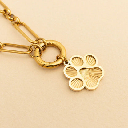 18K Gold PVD Stainless Steel Paw Print Charm