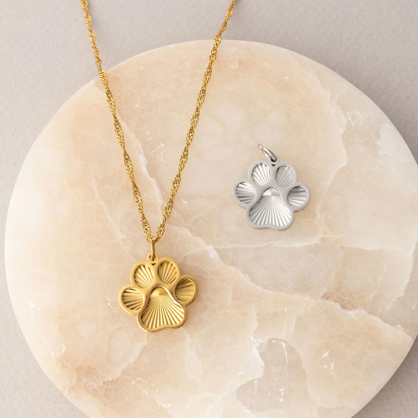 18K Gold PVD Stainless Steel Paw Print Charm