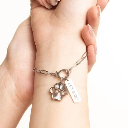 18K Gold PVD Stainless Steel Paw Print Charm