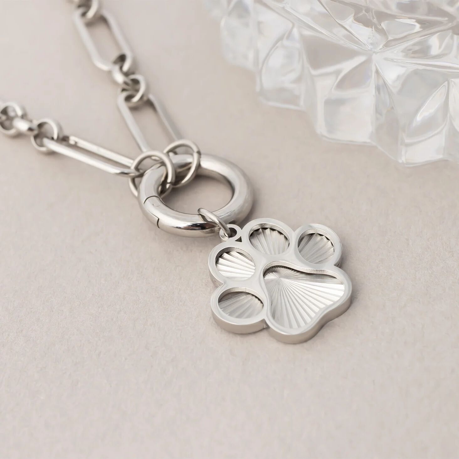 18K Gold PVD Stainless Steel Paw Print Charm