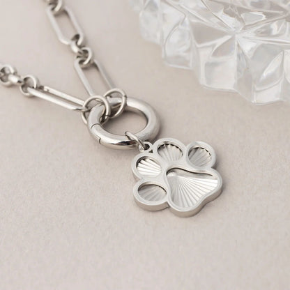 18K Gold PVD Stainless Steel Paw Print Charm