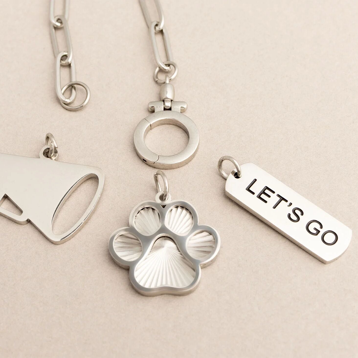 18K Gold PVD Stainless Steel Paw Print Charm