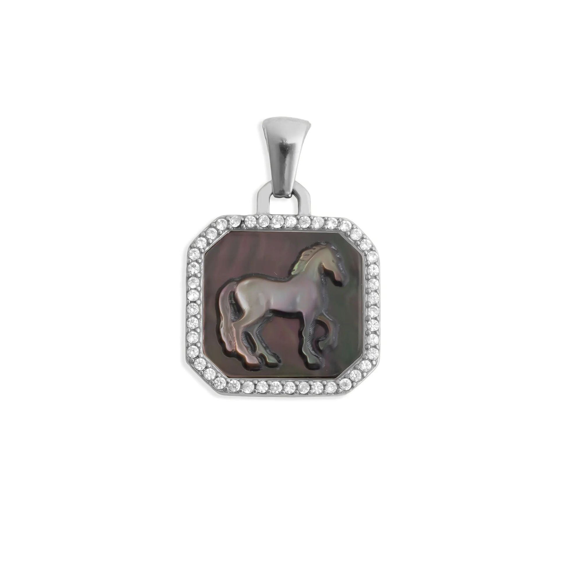 Pendant with horse design on a white background