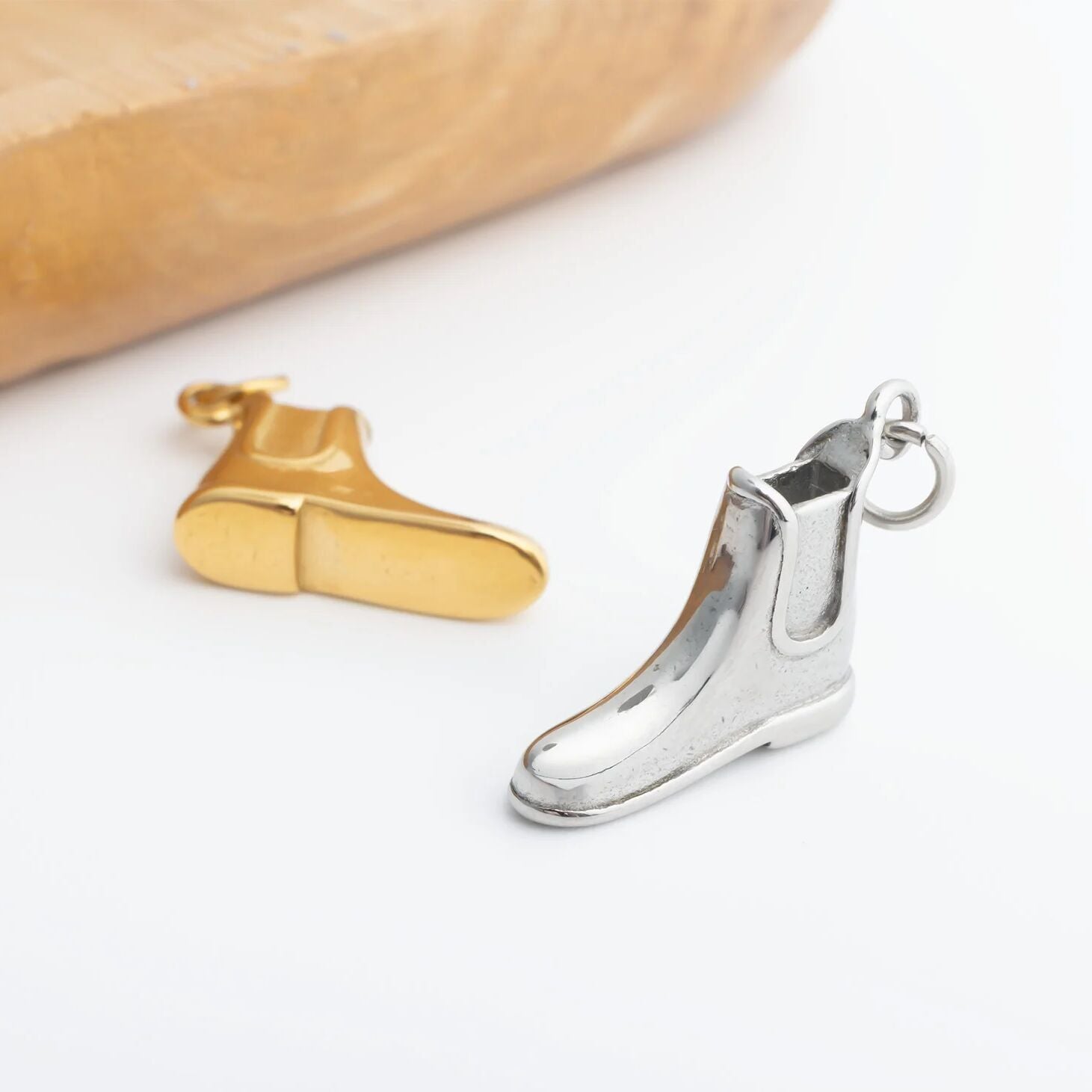 18K Gold PVD Stainless Steel Equestrian Boot Charm