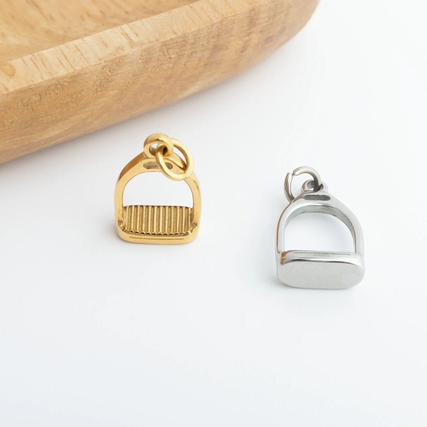 18K Gold PVD Stainless Steel Stirrup Charm