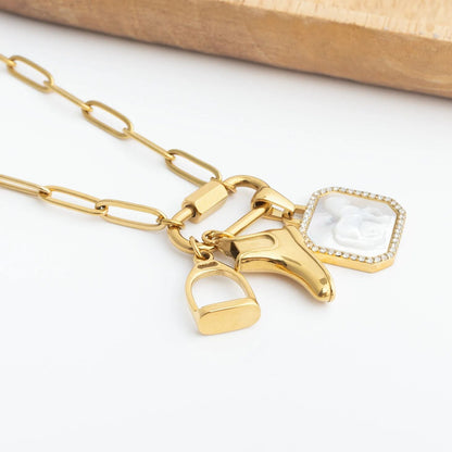 18K Gold PVD Stainless Steel Equestrian Boot Charm