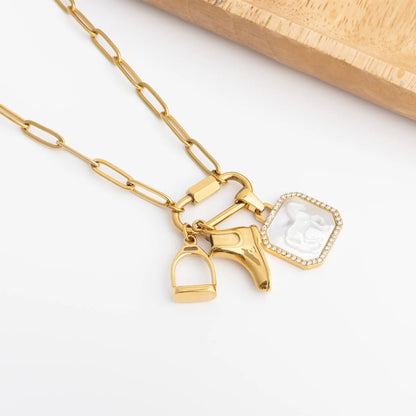 18K Gold PVD Stainless Steel Equestrian Boot Charm