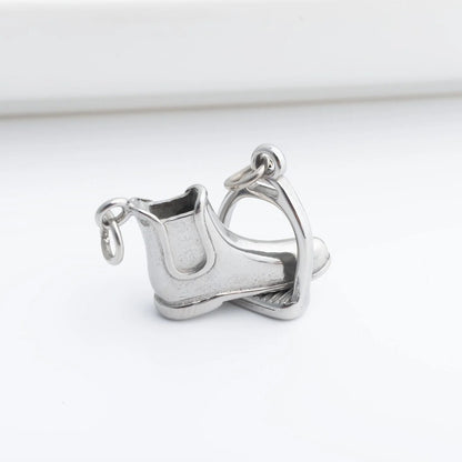 18K Gold PVD Stainless Steel Equestrian Boot Charm
