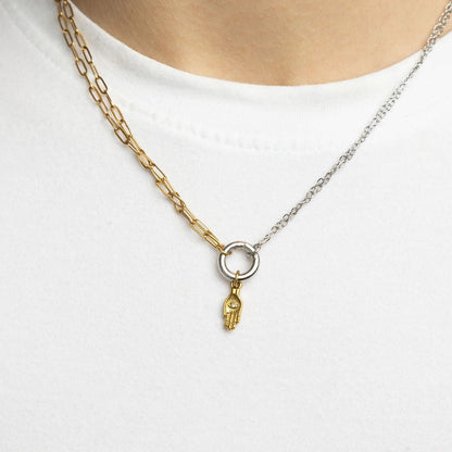 18K Gold PVD Stainless Steel Hamsa Hand with Stone Charm