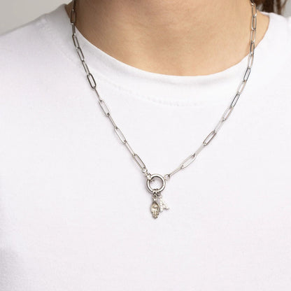 18K Gold PVD Stainless Steel Hamsa Hand with Stone Charm