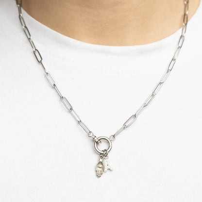 18K Gold PVD Stainless Steel Hamsa Hand with Stone Charm