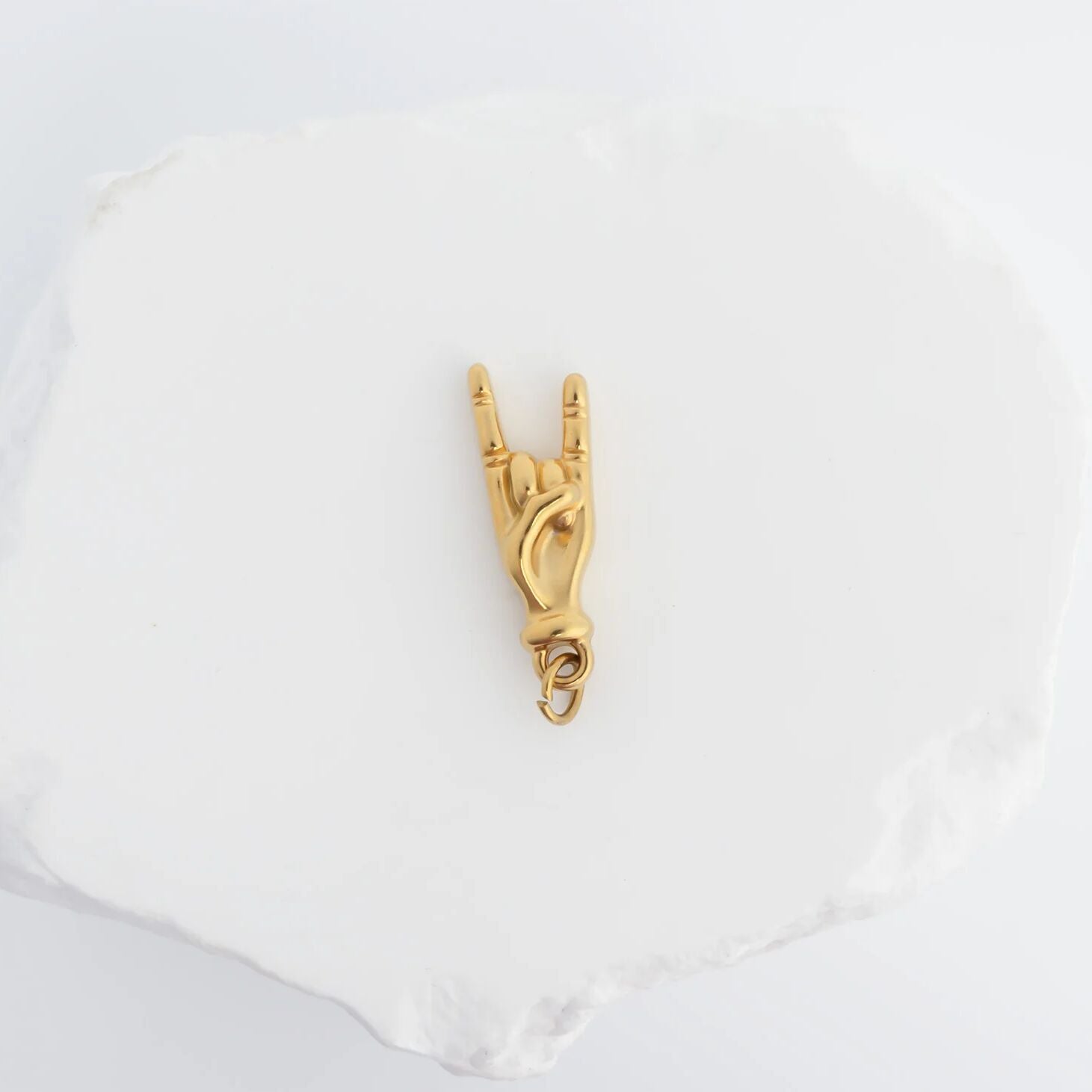 18K Gold PVD Stainless Steel Rock On Hand Charm