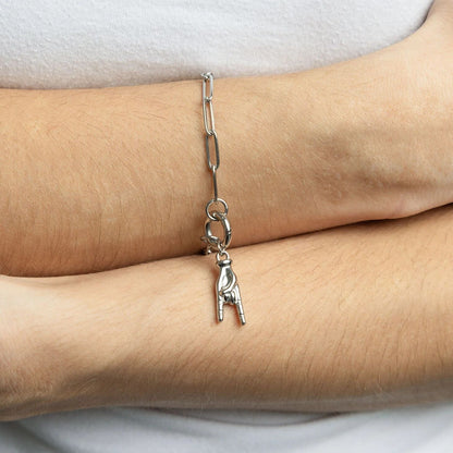 18K Gold PVD Stainless Steel Rock On Hand Charm
