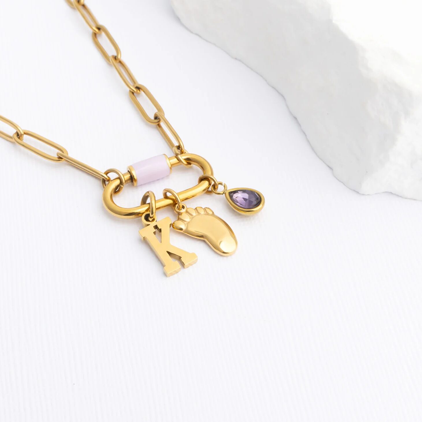 18K Gold PVD Stainless Steel Baby Foot Charm
