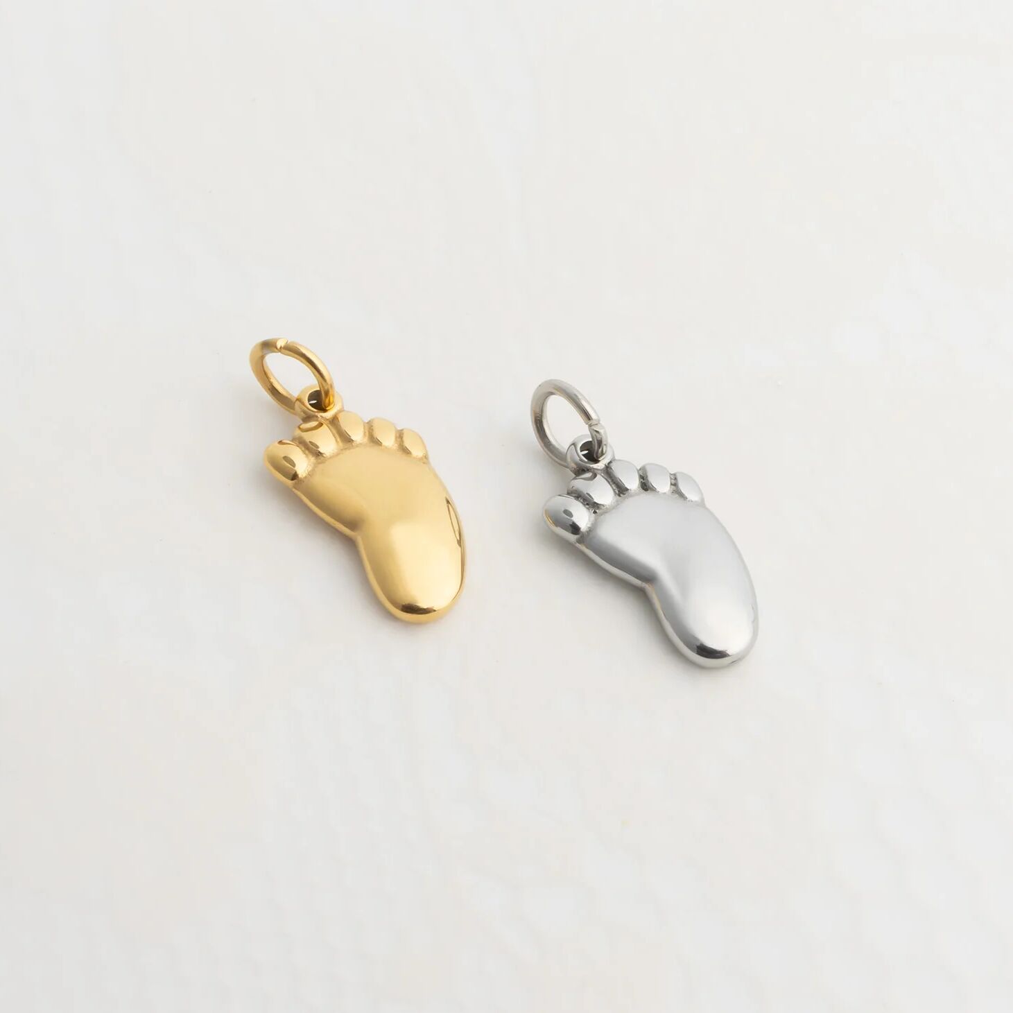 18K Gold PVD Stainless Steel Baby Foot Charm