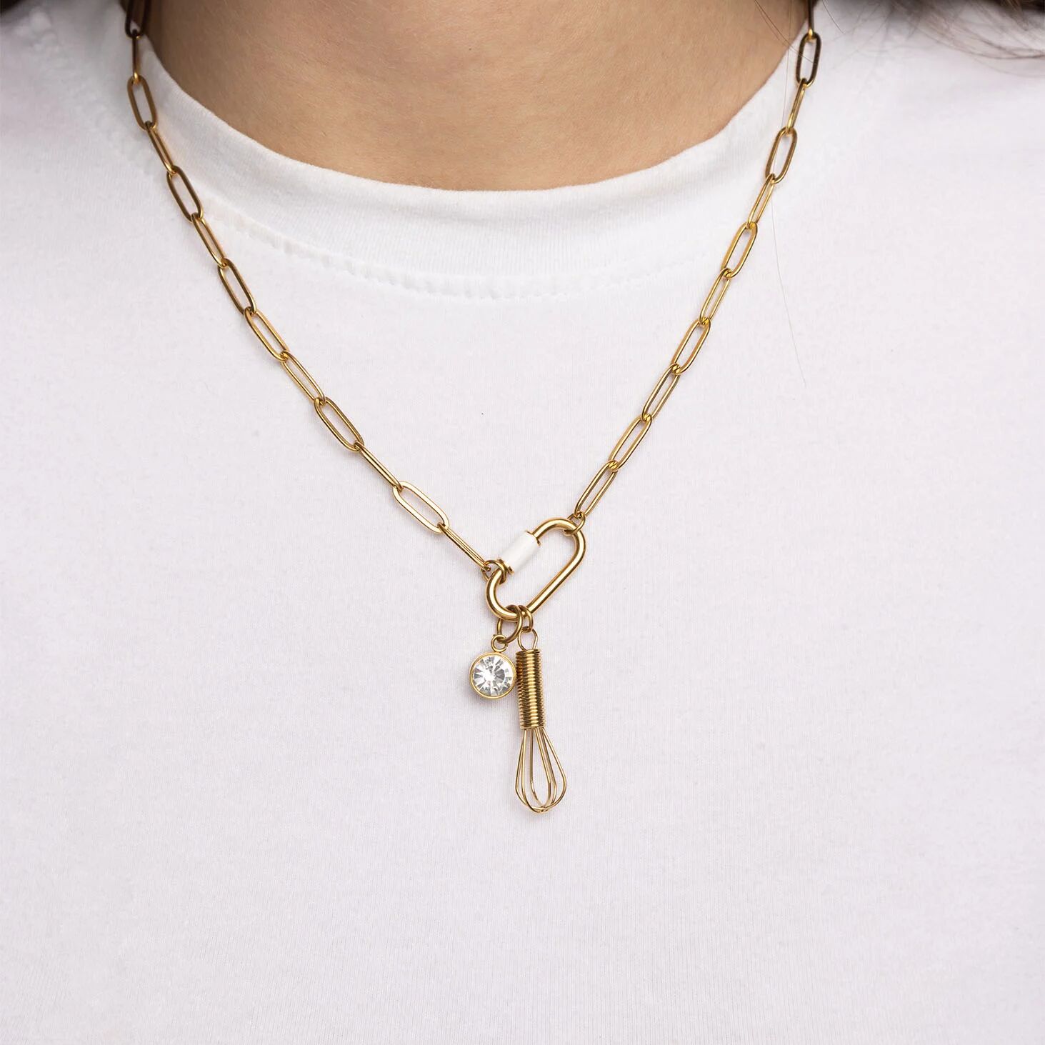 18K Gold PVD Stainless Steel Whisk Charm