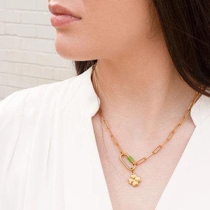 18K Gold PVD Stainless Steel Four Leaf Clover Charm