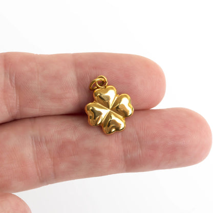 18K Gold PVD Stainless Steel Four Leaf Clover Charm