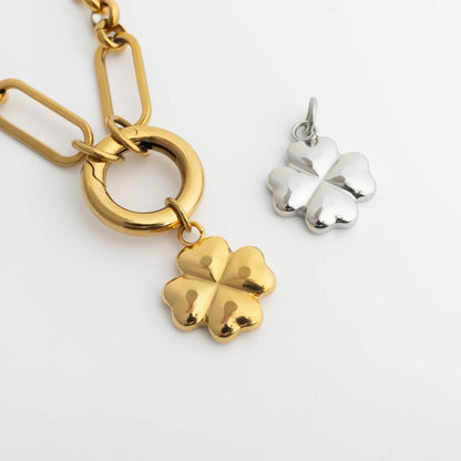 18K Gold PVD Stainless Steel Four Leaf Clover Charm