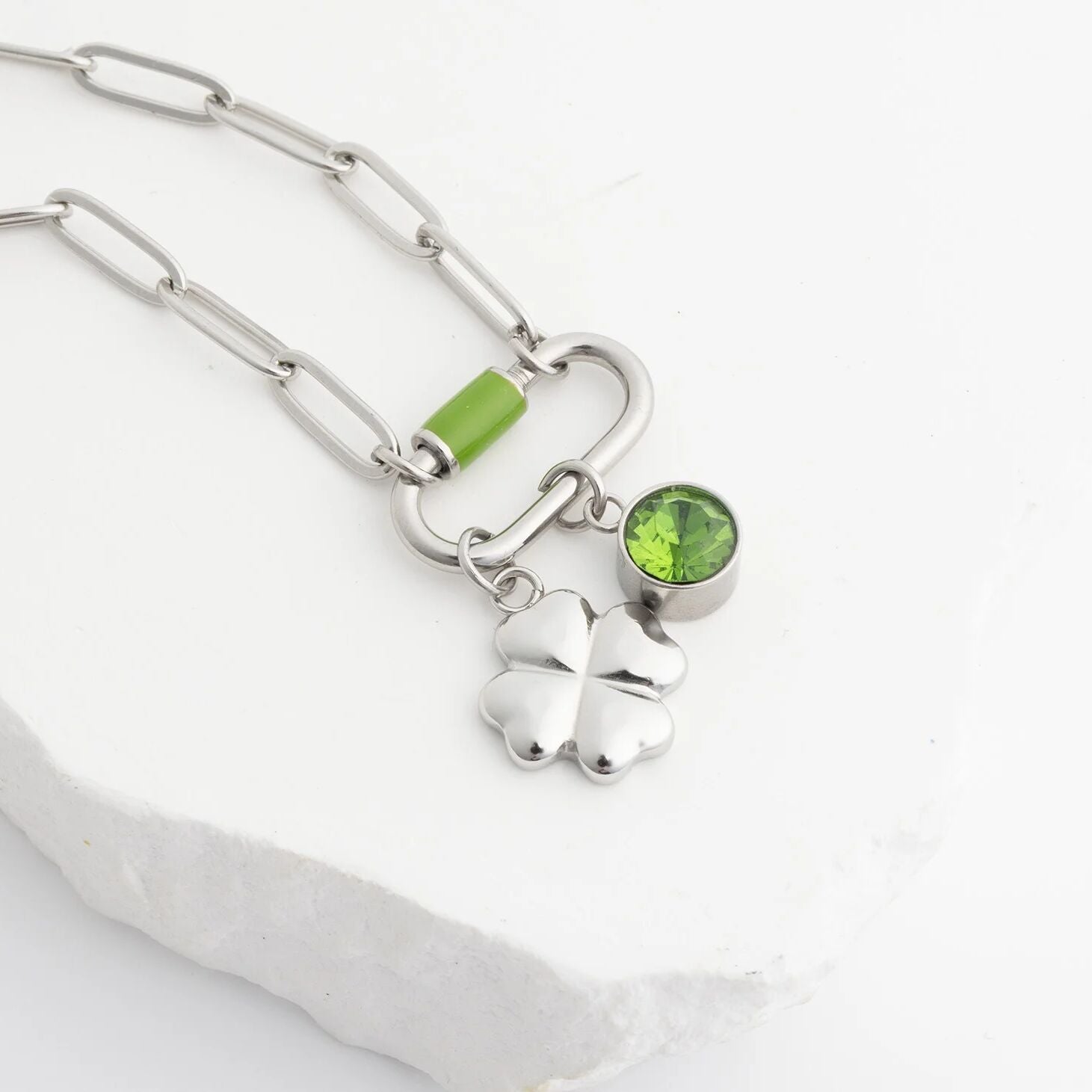 18K Gold PVD Stainless Steel Four Leaf Clover Charm