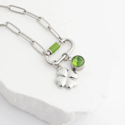 18K Gold PVD Stainless Steel Four Leaf Clover Charm