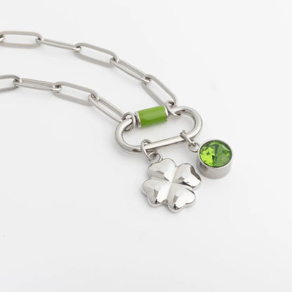 18K Gold PVD Stainless Steel Four Leaf Clover Charm