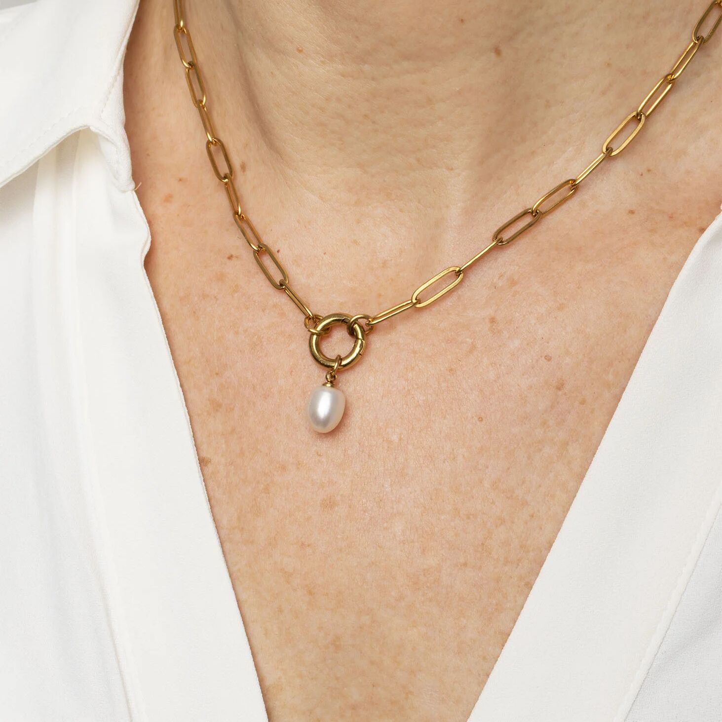 18K Gold PVD Natural Pearl Charm