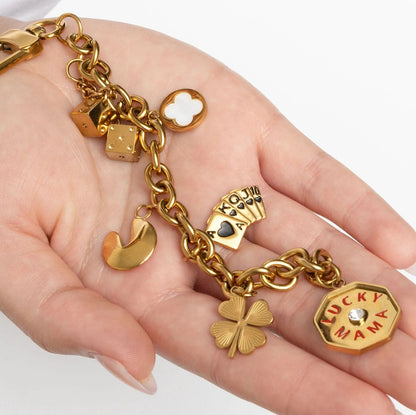 18K Gold PVD Stainless Steel Dice Charm