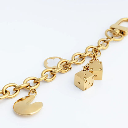 18K Gold PVD Stainless Steel Dice Charm