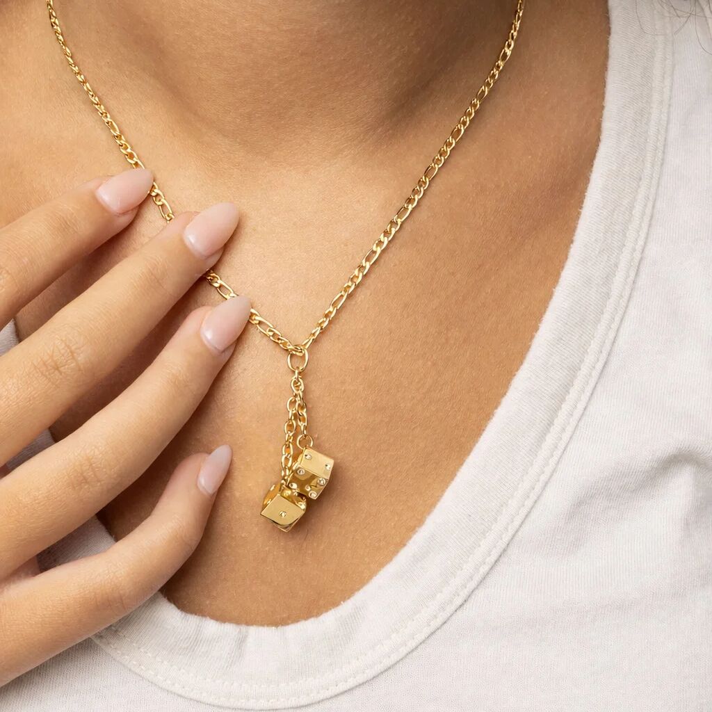 18K Gold PVD Stainless Steel Dice Charm