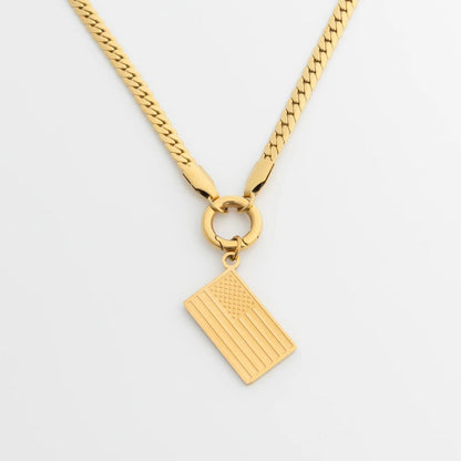 18K Gold PVD Stainless Steel Flag Charm