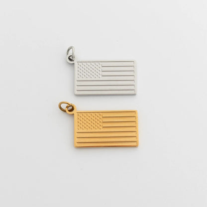 18K Gold PVD Stainless Steel Flag Charm