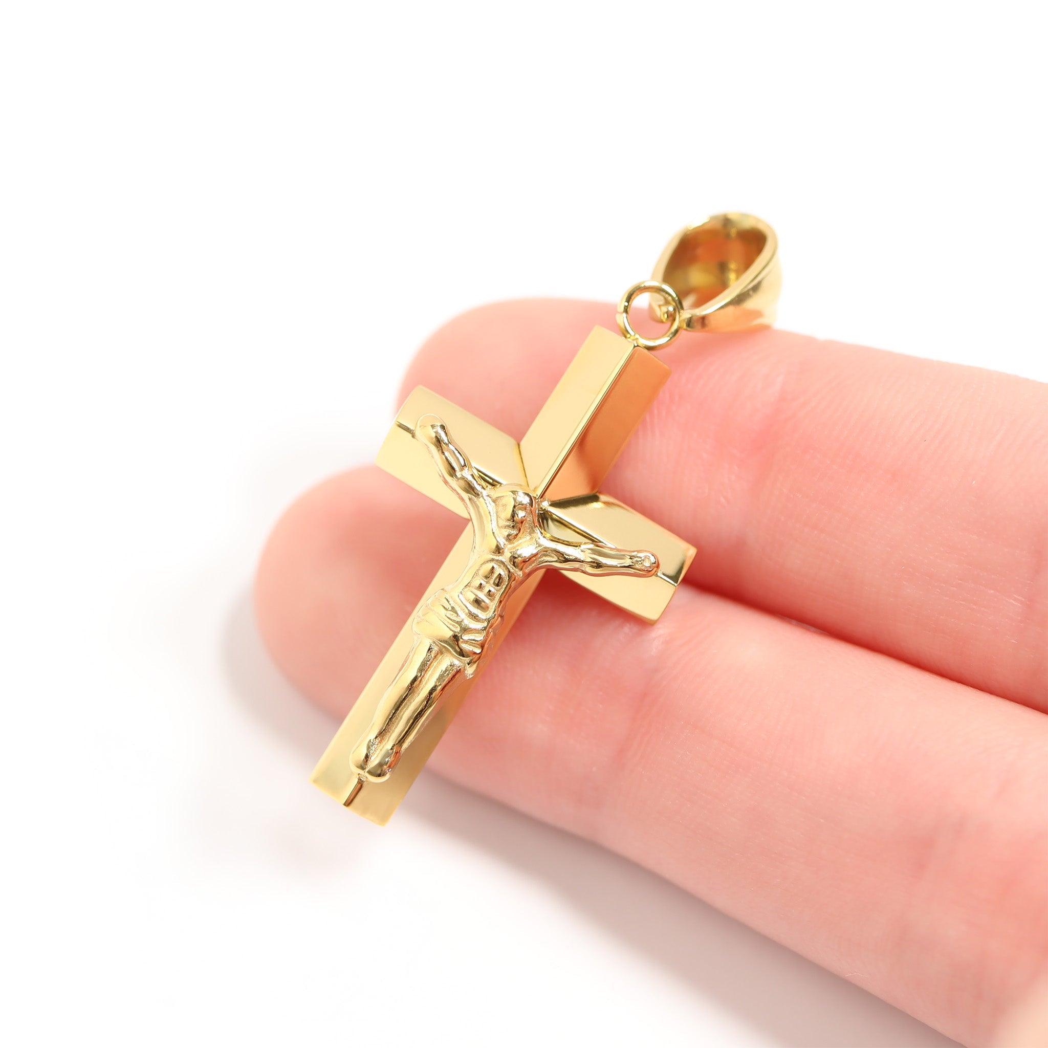 18K Gold PVD Stainless Steel Crucifix Cross Pendant