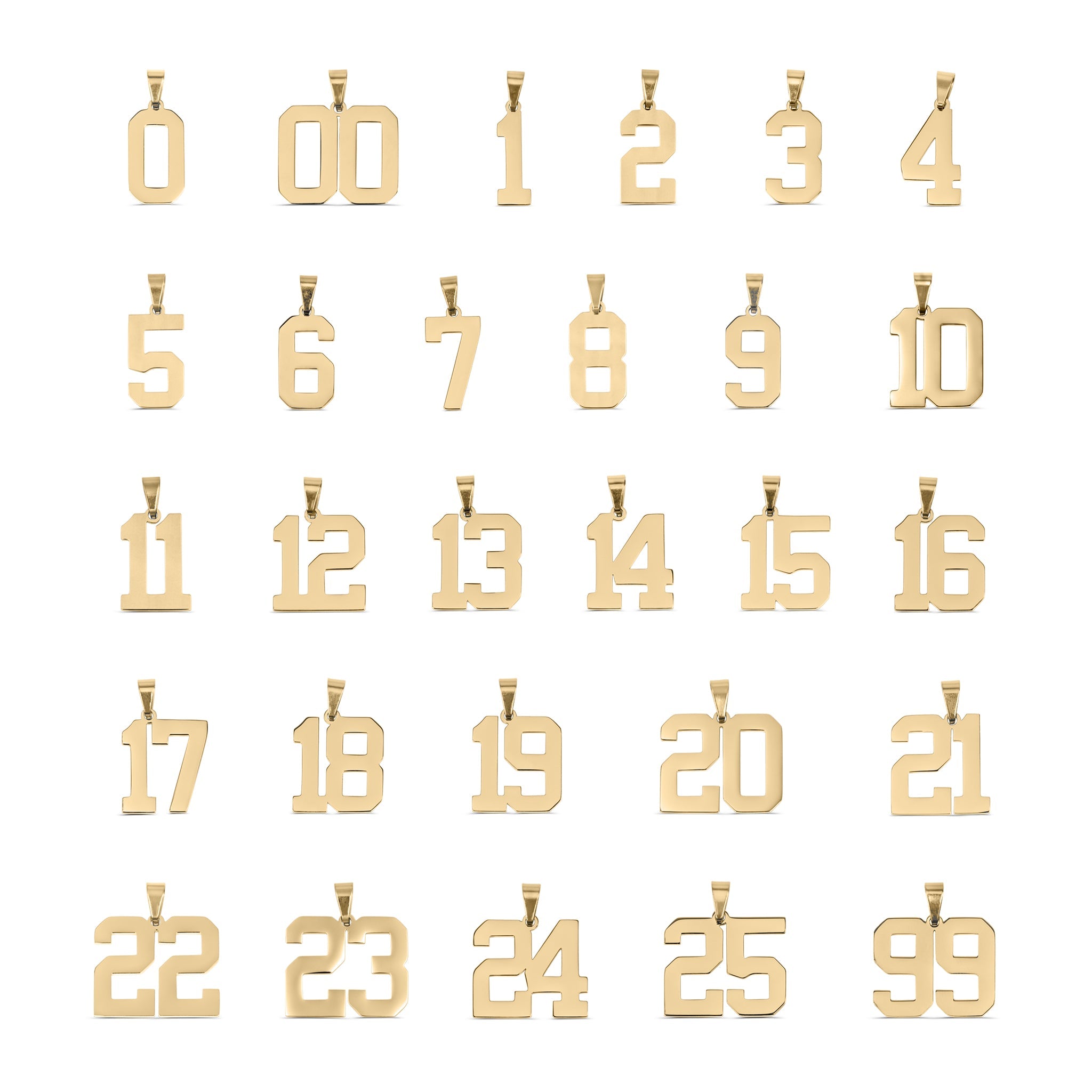 18K Gold PVD Stainless Steel Sport Number Pendant