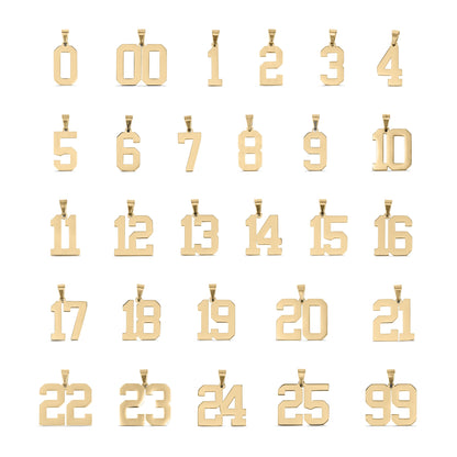 18K Gold PVD Stainless Steel Sport Number Pendant
