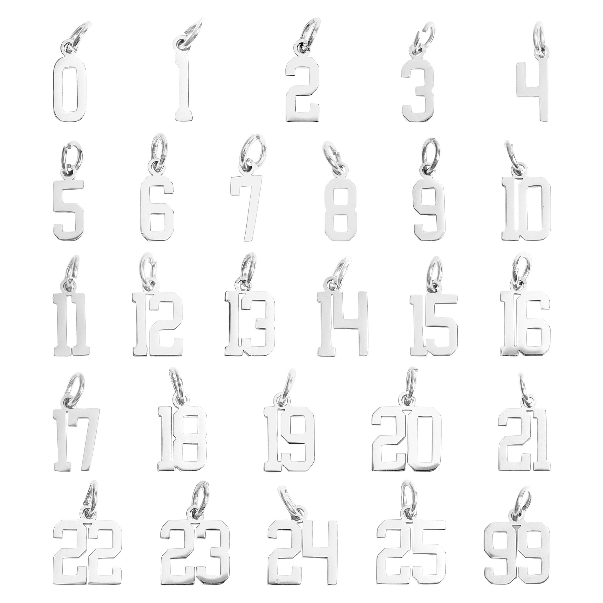 Stainless Steel Small Sport Number Pendants