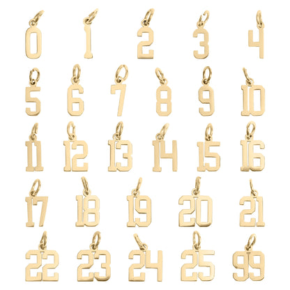 18K Gold PVD Coated Stainless Steel Small Sport Number Pendant